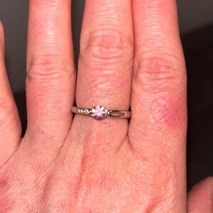 Elegant Pink Stone Silver Ring